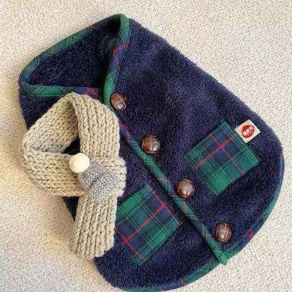 Jackson Pull & Écharpe pour Chien – Tenue d'Hiver à Carreaux pour Chiens