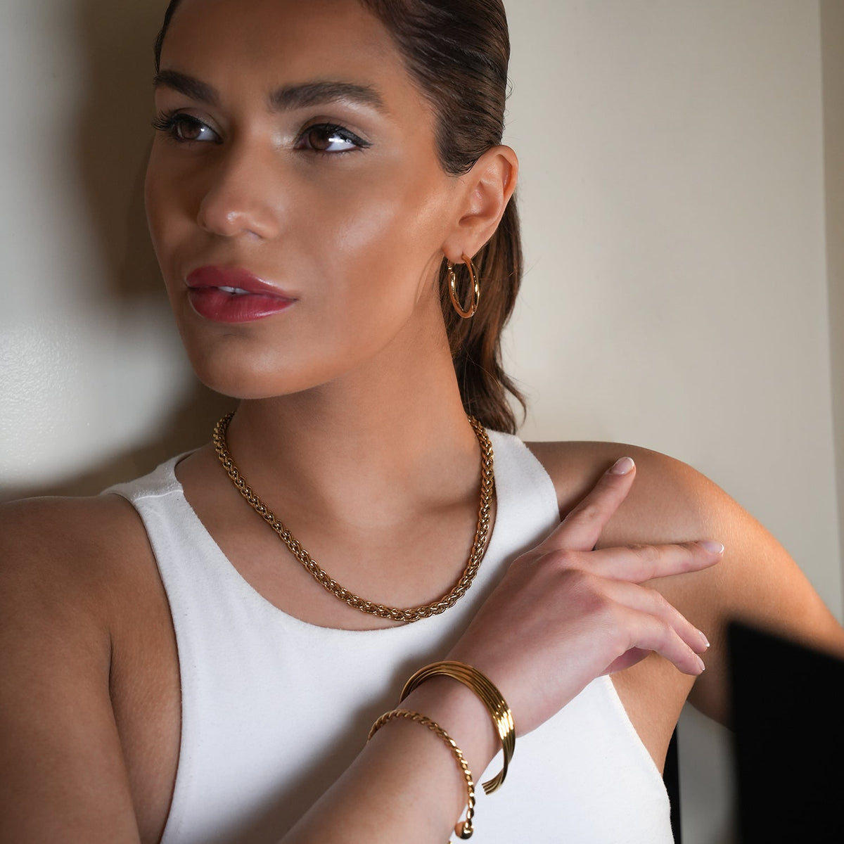 Style ABBOT : Collier ras-du-cou épais à maillons ovales entrelacés