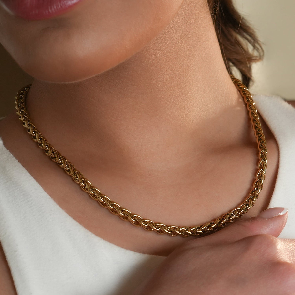 Style ABBOT : Collier ras-du-cou épais à maillons ovales entrelacés