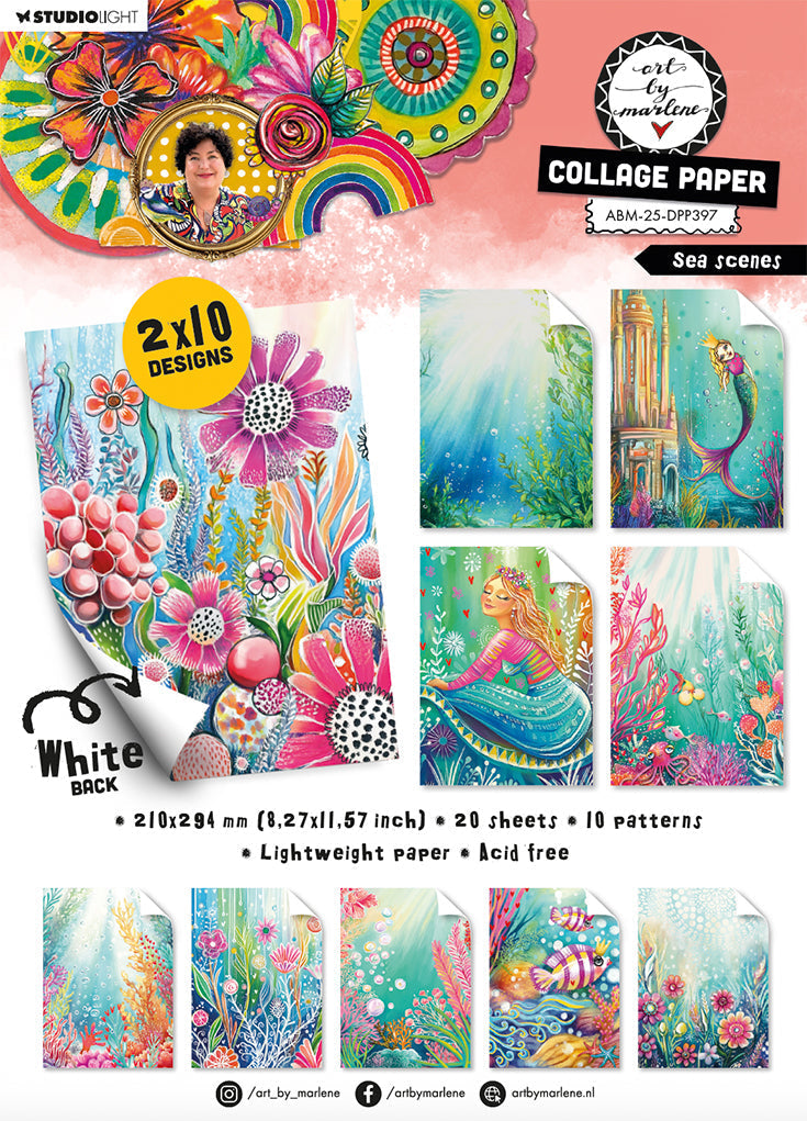 ABM Papier de Collage Scènes Marines Art By Marlene 210x294x8mm 20 Feuilles