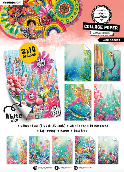 ABM Papier de Collage Scènes Marines Art By Marlene 210x294x8mm 20 Feuilles