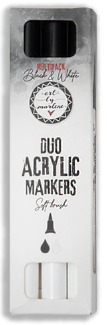 Marqueurs Acryliques Duo ABM Essentiels Noir et Blanc 3 pièces