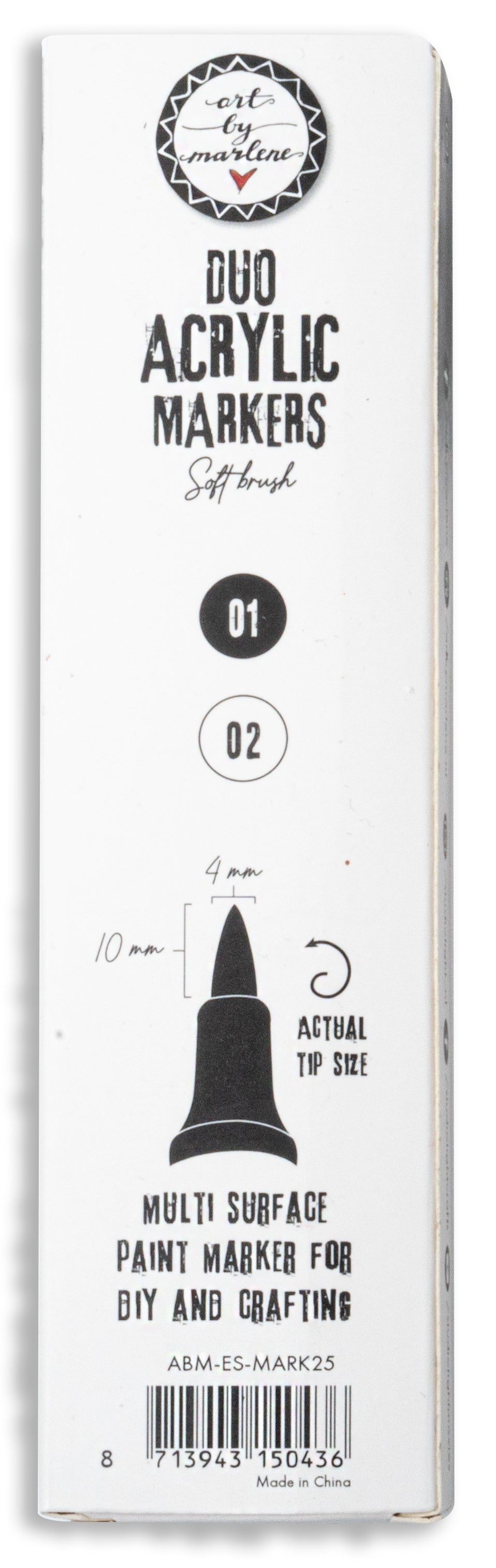 Marqueurs Acryliques Duo ABM Essentiels Noir et Blanc 3 pièces