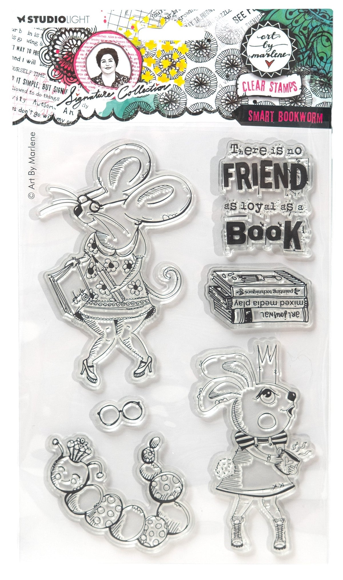 ABM Clear Stamp Smart Bookworm Collection Signature 6 Pièces