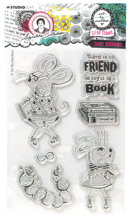 ABM Clear Stamp Smart Bookworm Collection Signature 6 Pièces