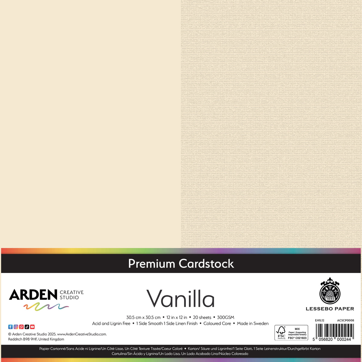 Arden Creative Studio Premium Cardstock 12in x 12in 300gsm 20 Pack