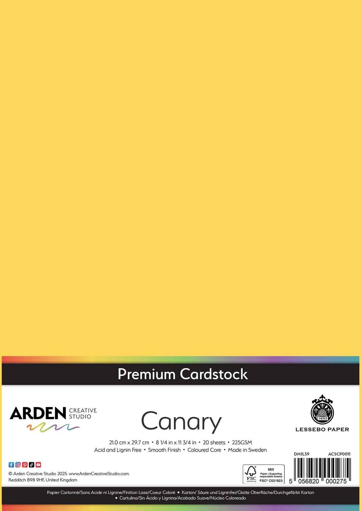 Arden Creative Studio Papier cartonné Premium A4 225 g/m² Paquet de 20