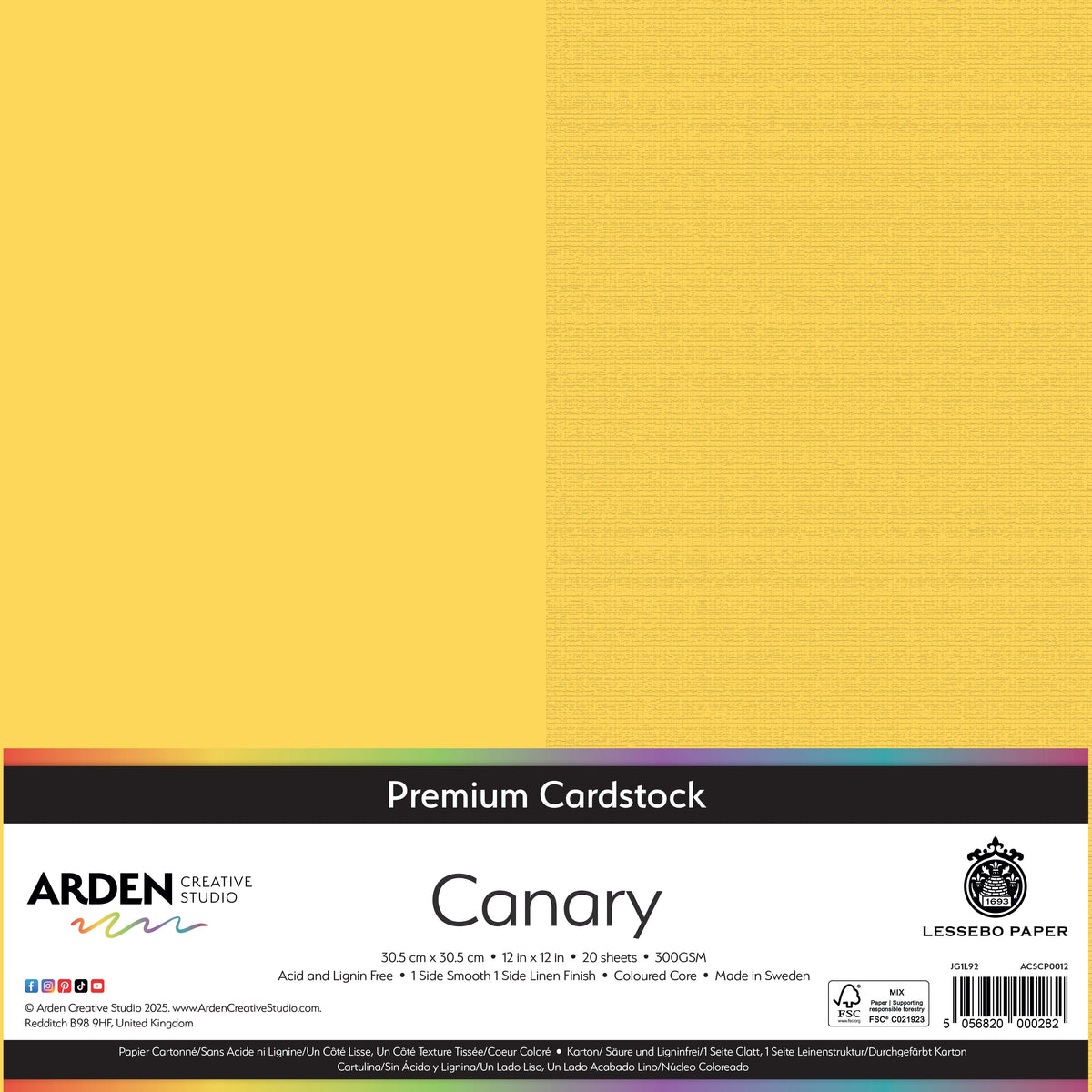 Arden Creative Studio Premium Cardstock 12in x 12in 300gsm 20 Pack