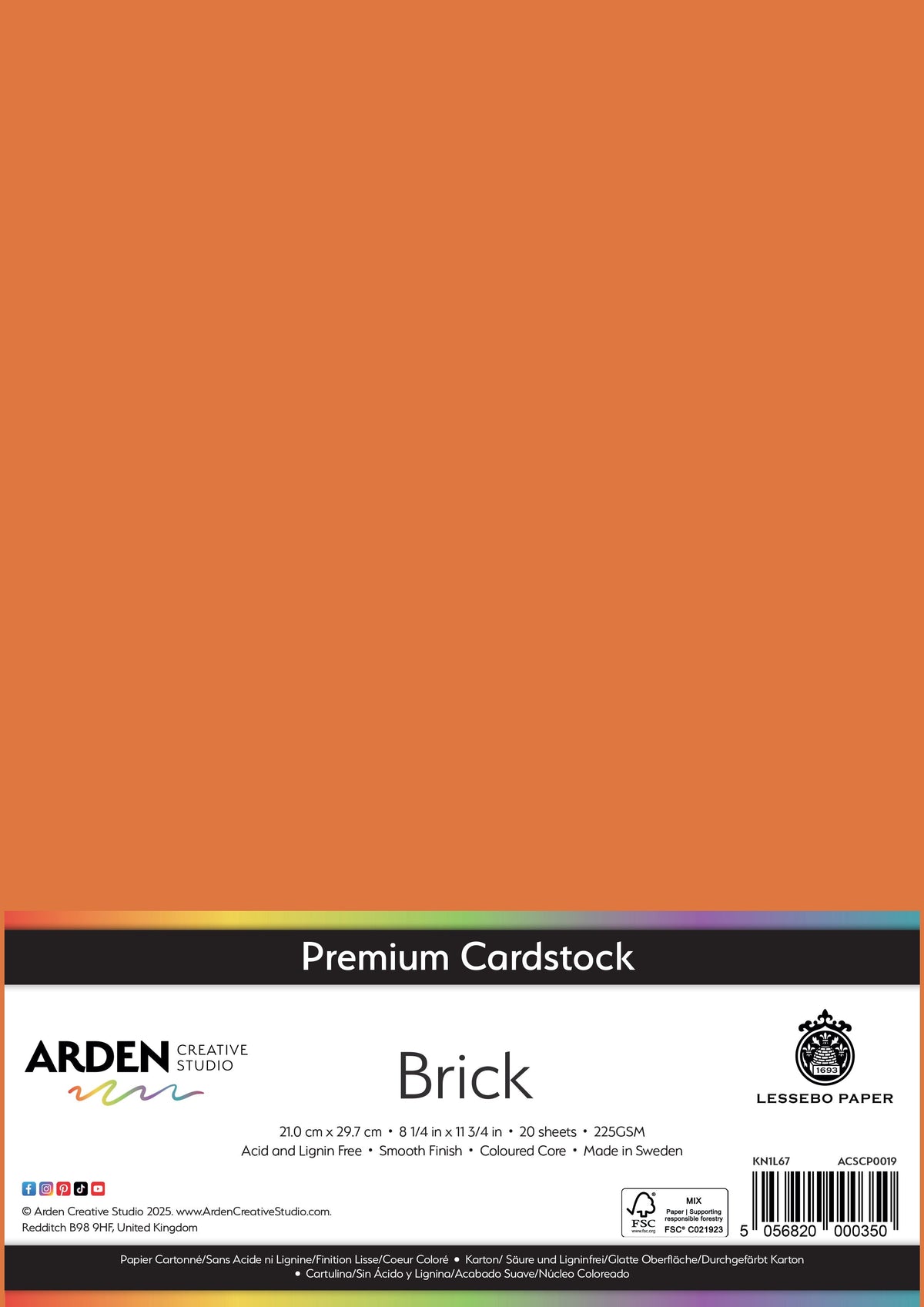 Arden Creative Studio Papier cartonné Premium A4 225 g/m² Paquet de 20