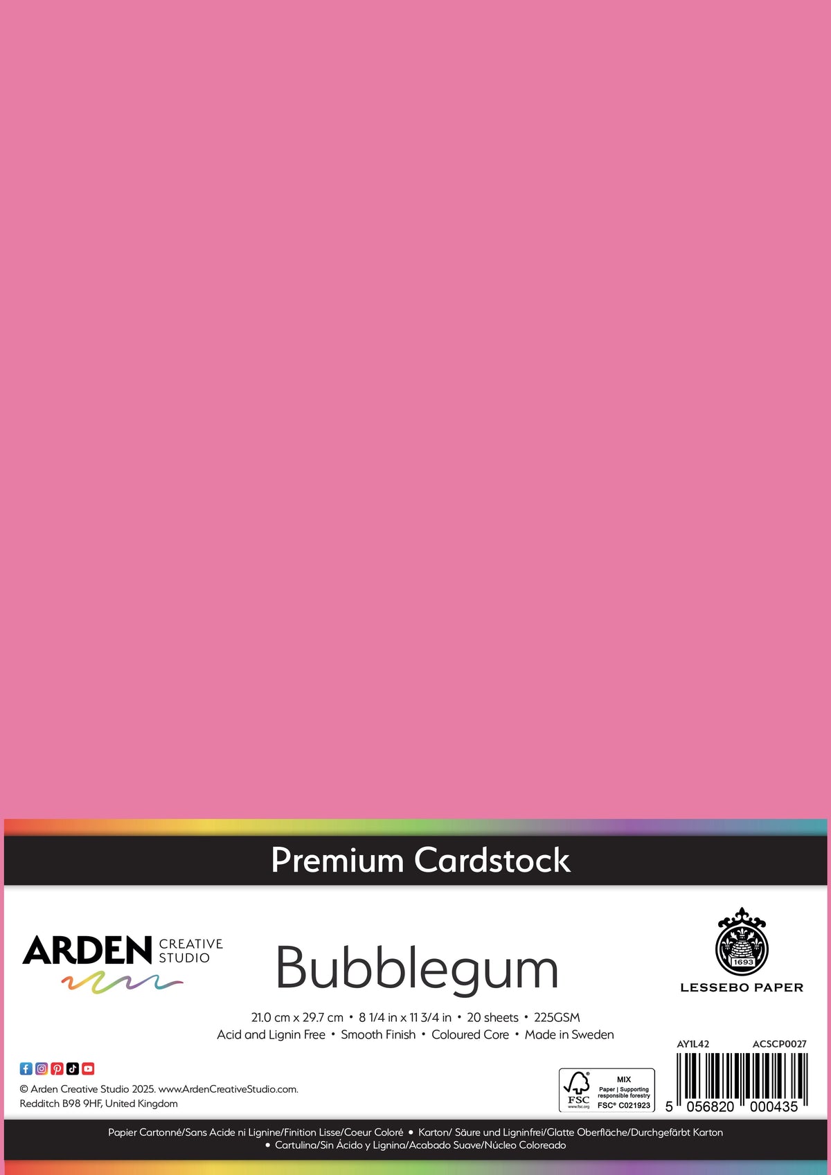 Arden Creative Studio Papier cartonné Premium A4 225 g/m² Paquet de 20