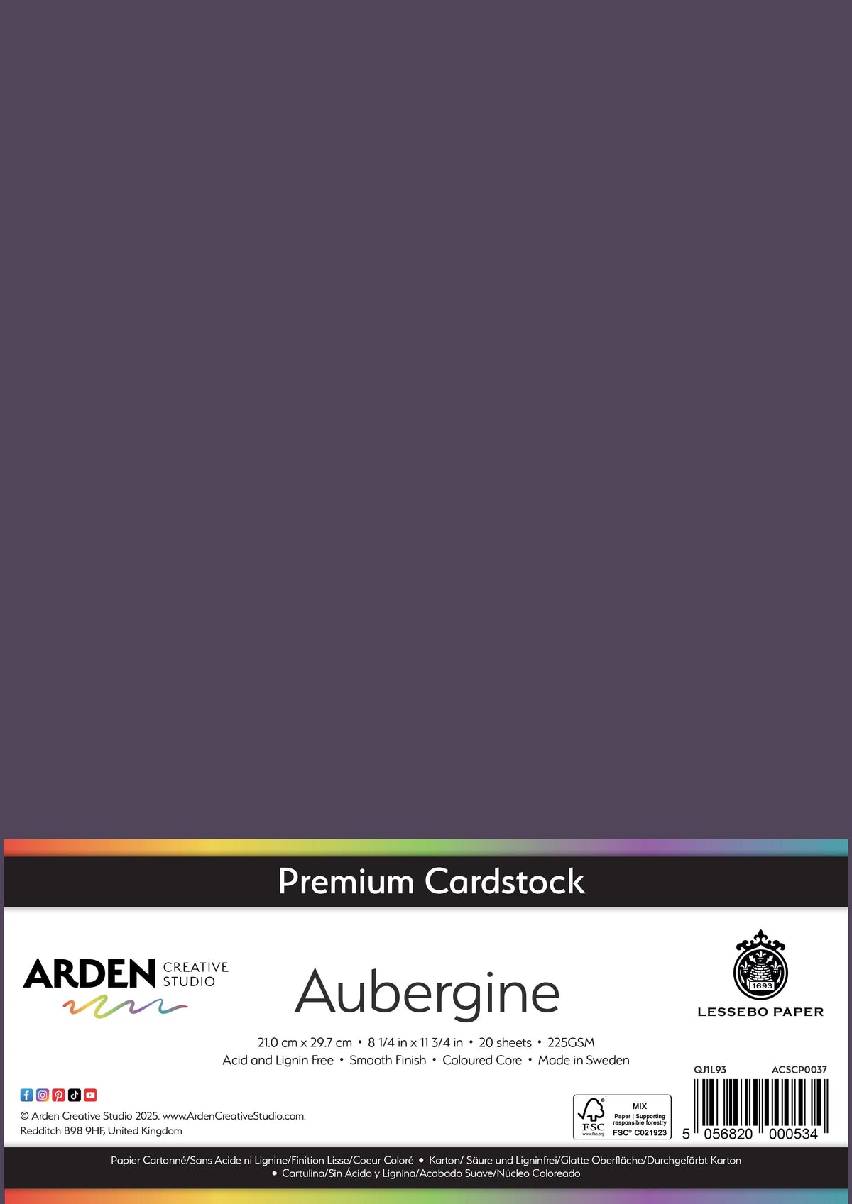 Arden Creative Studio Papier cartonné Premium A4 225 g/m² Paquet de 20