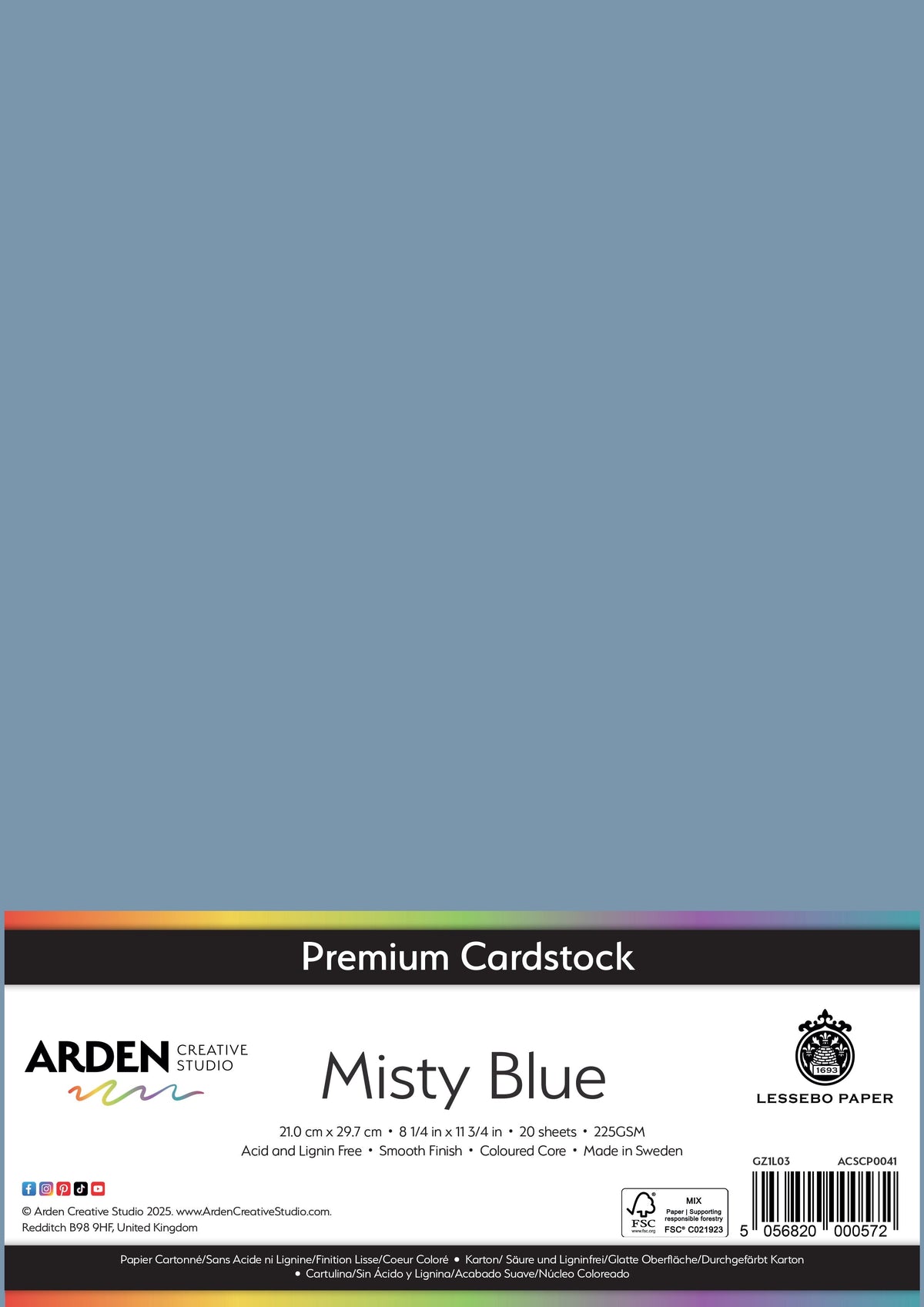 Arden Creative Studio Papier cartonné Premium A4 225 g/m² Paquet de 20