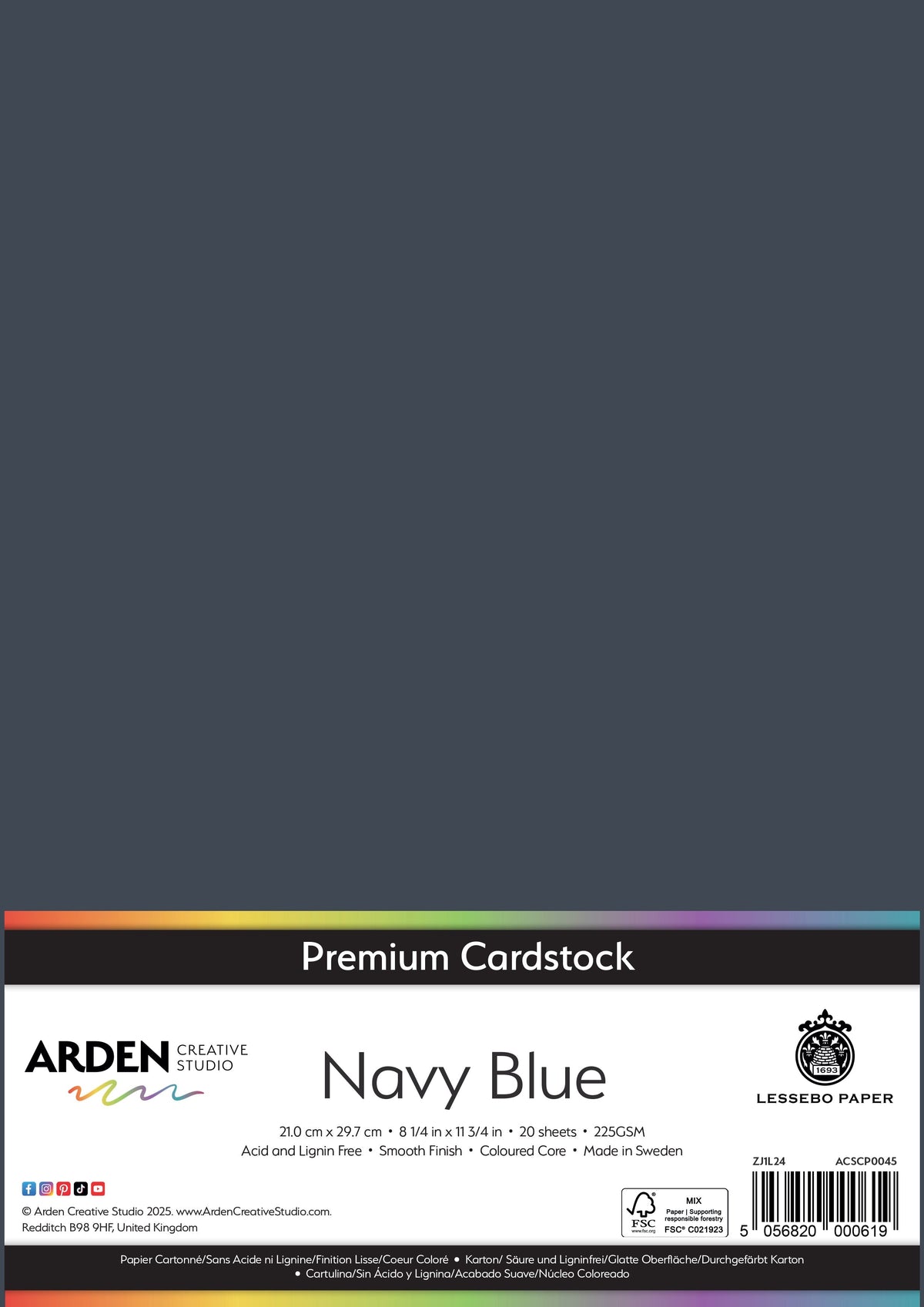 Arden Creative Studio Papier cartonné Premium A4 225 g/m² Paquet de 20