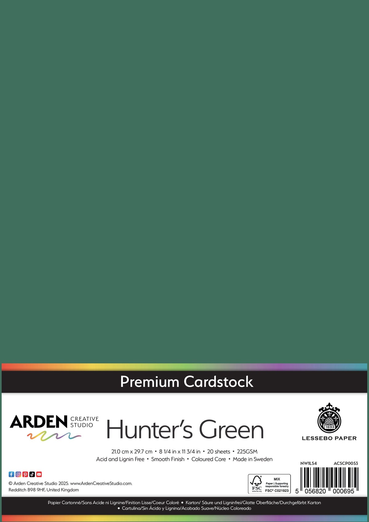 Arden Creative Studio Papier cartonné Premium A4 225 g/m² Paquet de 20