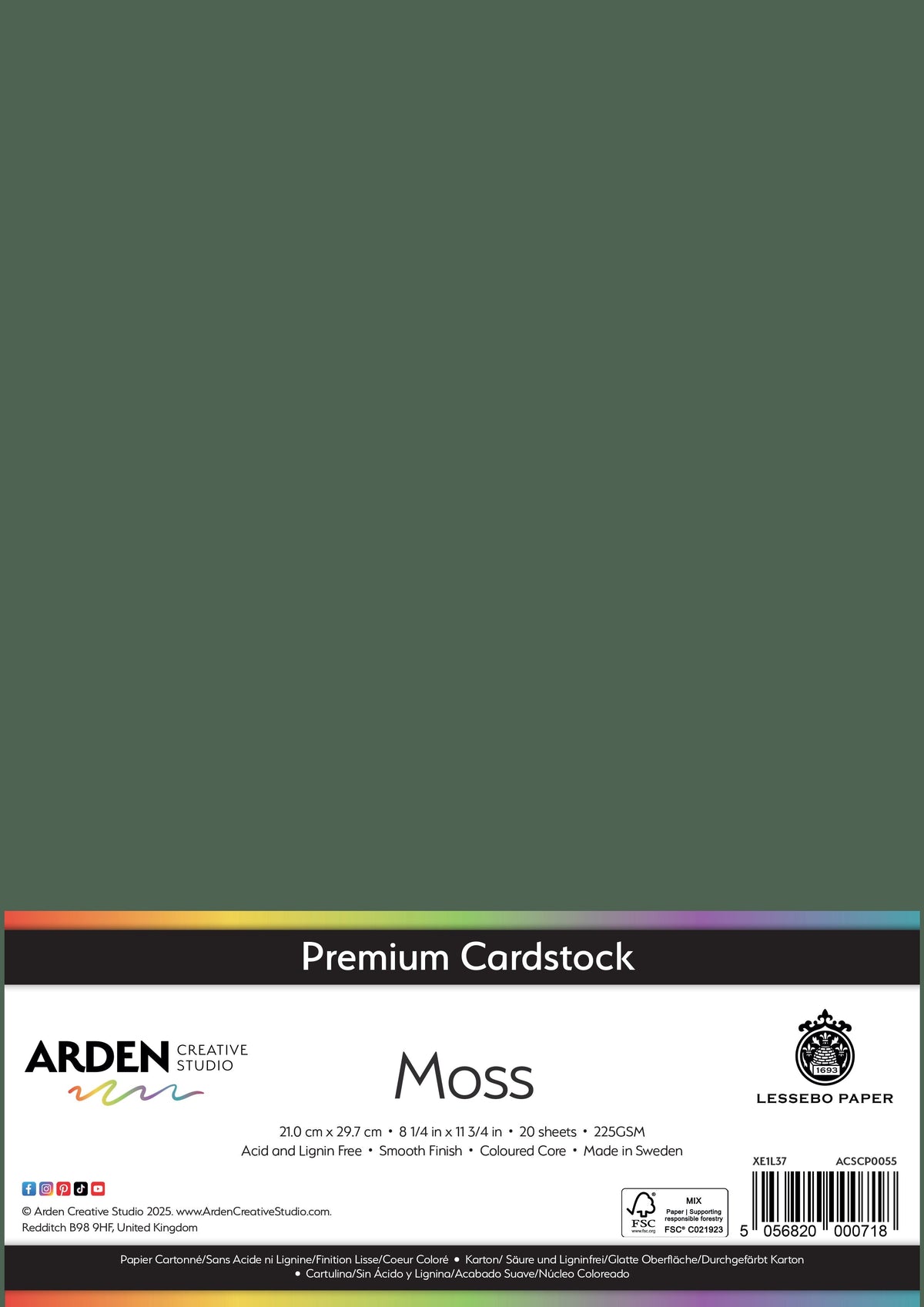 Arden Creative Studio Papier cartonné Premium A4 225 g/m² Paquet de 20