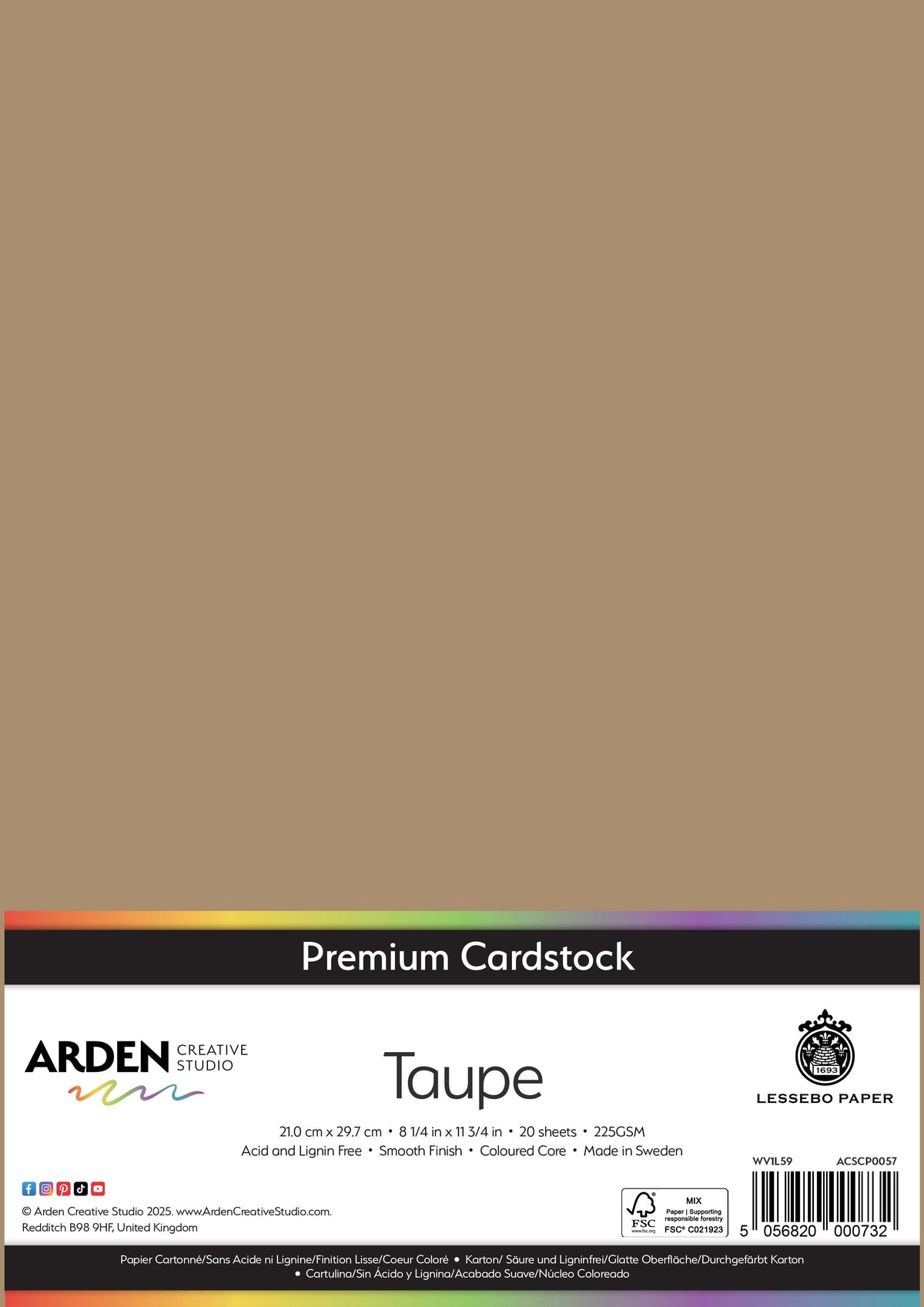 Arden Creative Studio Papier cartonné Premium A4 225 g/m² Paquet de 20