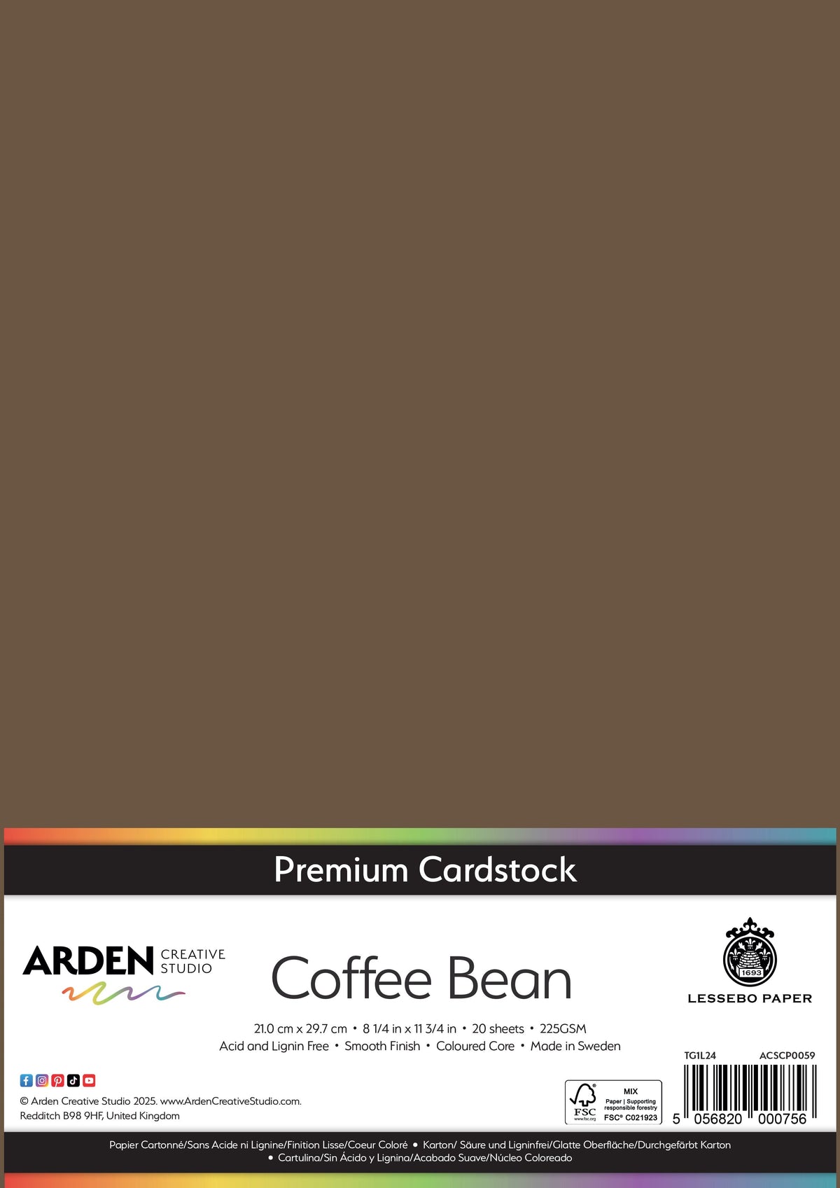 Arden Creative Studio Papier cartonné Premium A4 225 g/m² Paquet de 20
