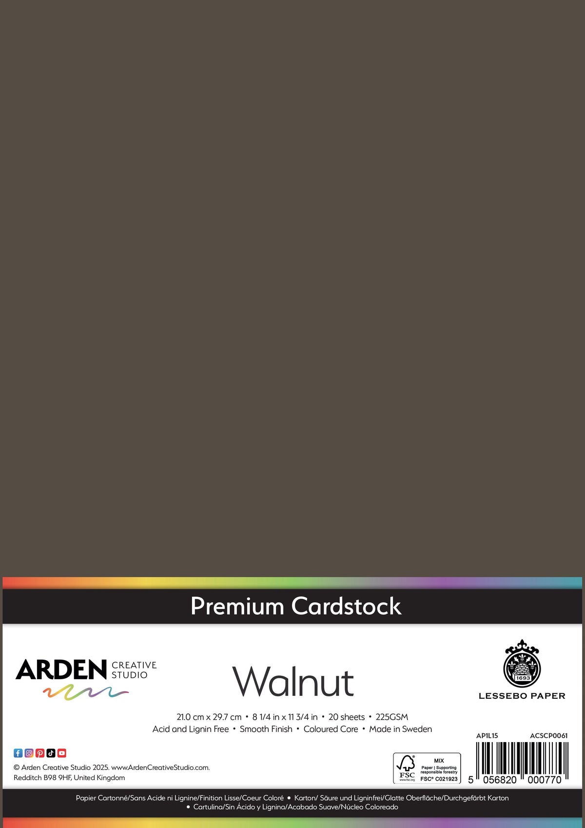 Arden Creative Studio Papier cartonné Premium A4 225 g/m² Paquet de 20
