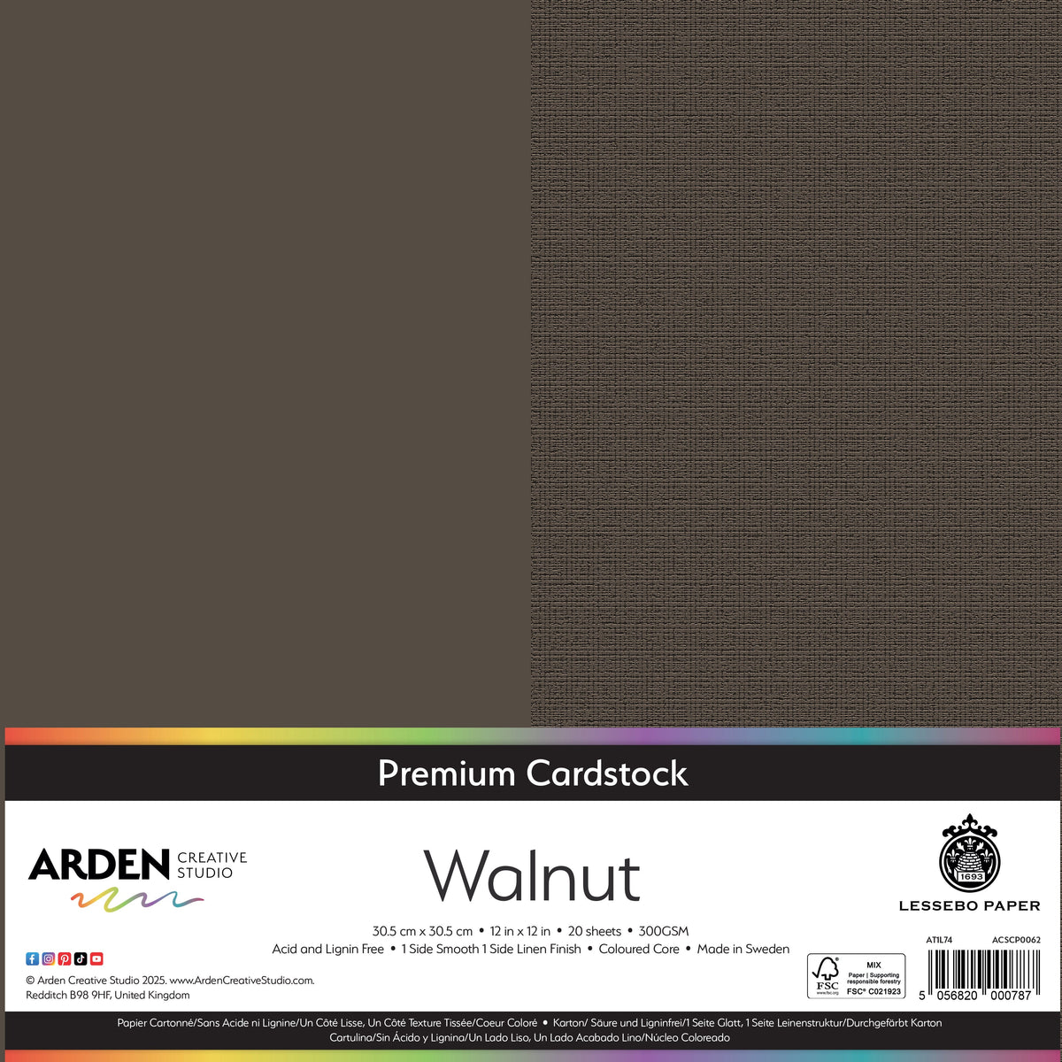 Arden Creative Studio Premium Cardstock 12in x 12in 300gsm 20 Pack