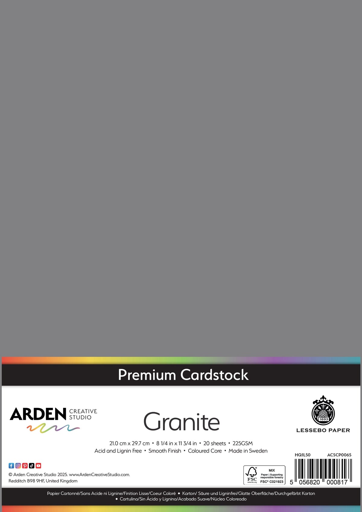 Arden Creative Studio Papier cartonné Premium A4 225 g/m² Paquet de 20