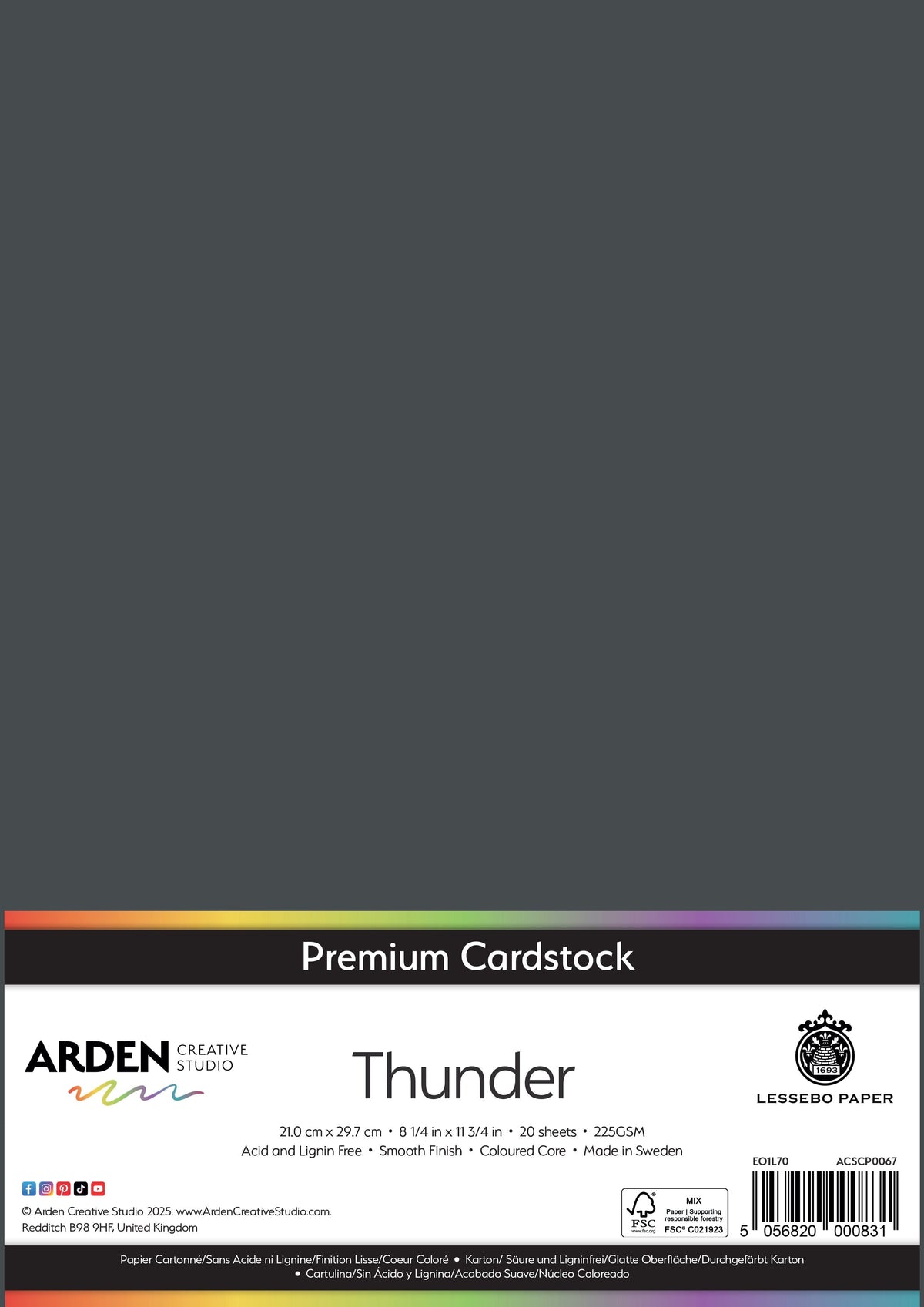 Arden Creative Studio Papier cartonné Premium A4 225 g/m² Paquet de 20