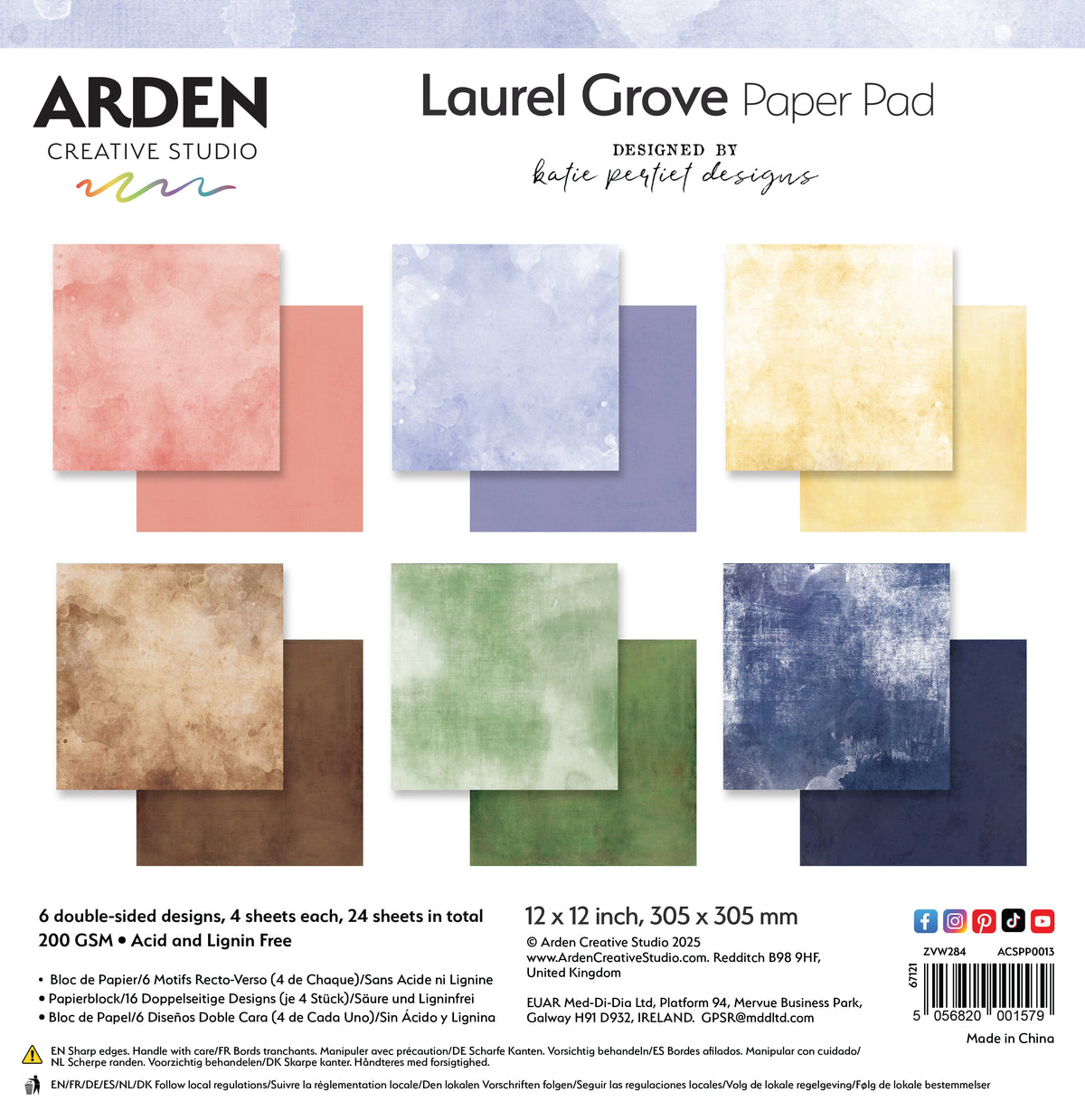 Bloc de papier Arden Creative Studio Laurel Grove Solids 30,5 cm x 30,5 cm