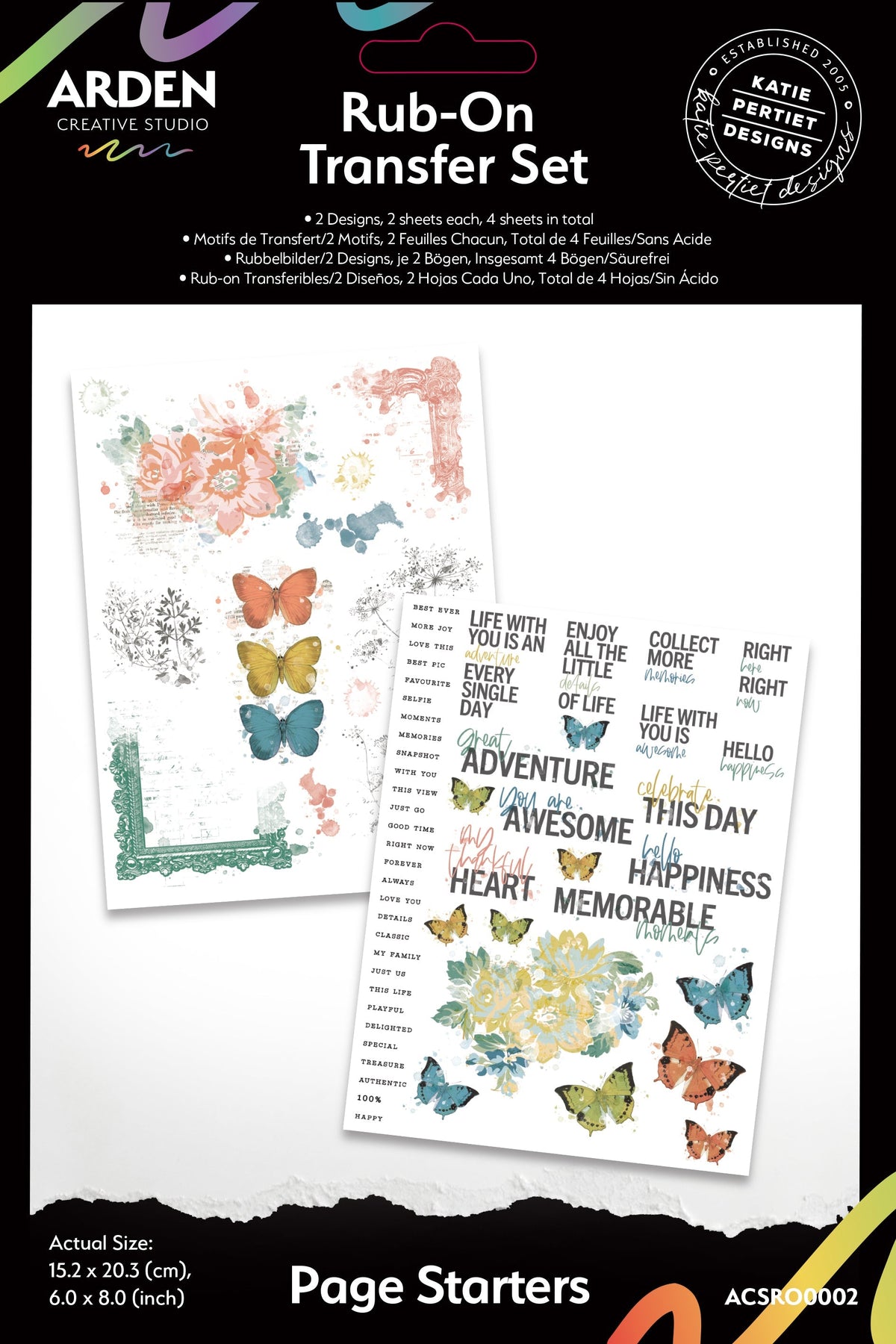 Arden Creative Studio Page Starters 6 in x 8 in Rub-On Transfer Set
