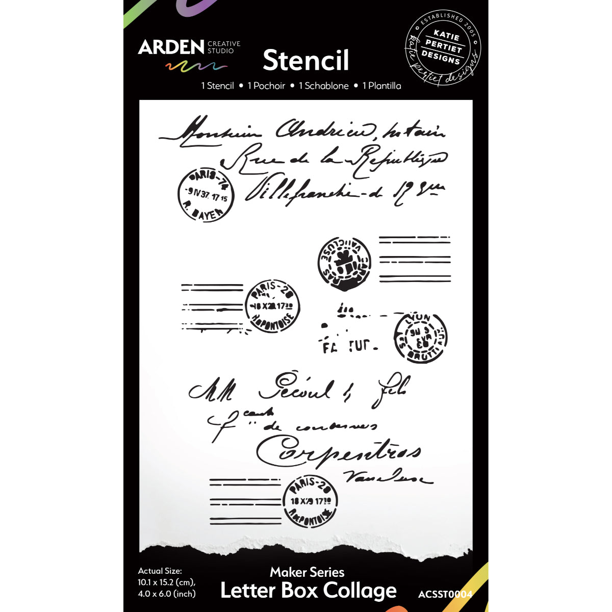 Arden Creative Studio Série Maker Gabarit pochoir de 10,16 cm x 15,24 cm pour collage de boîte aux lettres