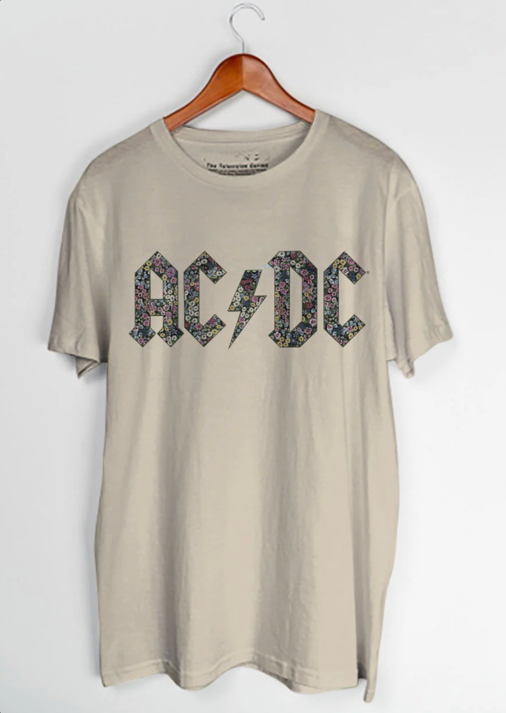 AC/DC - T-shirt "Lettres Florales" - Beige