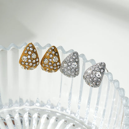 ADALAJ Or Blanc (Tons Argentés) : Boucles d'oreilles clous en zircon pavé, forme goutte d'eau – Affirmation de Confiance