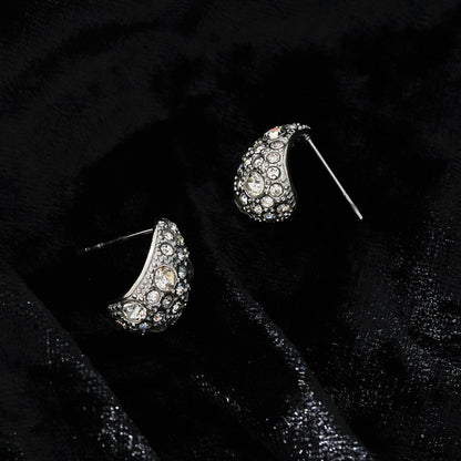 ADALAJ Or Blanc (Tons Argentés) : Boucles d'oreilles clous en zircon pavé, forme goutte d'eau – Affirmation de Confiance
