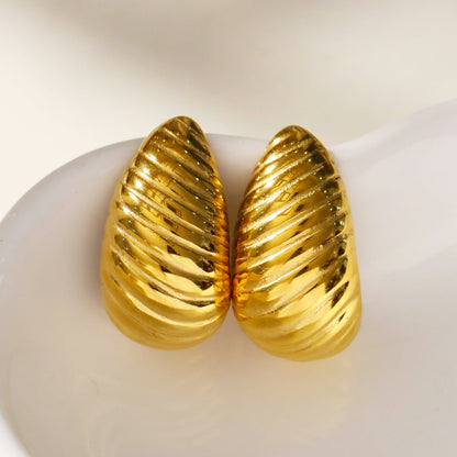 ADIRANA: Teardrop Beauty - Textured Lines Stud Earrings
