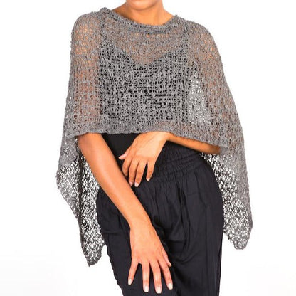 Poncho court en tricot Popcorn - Gris