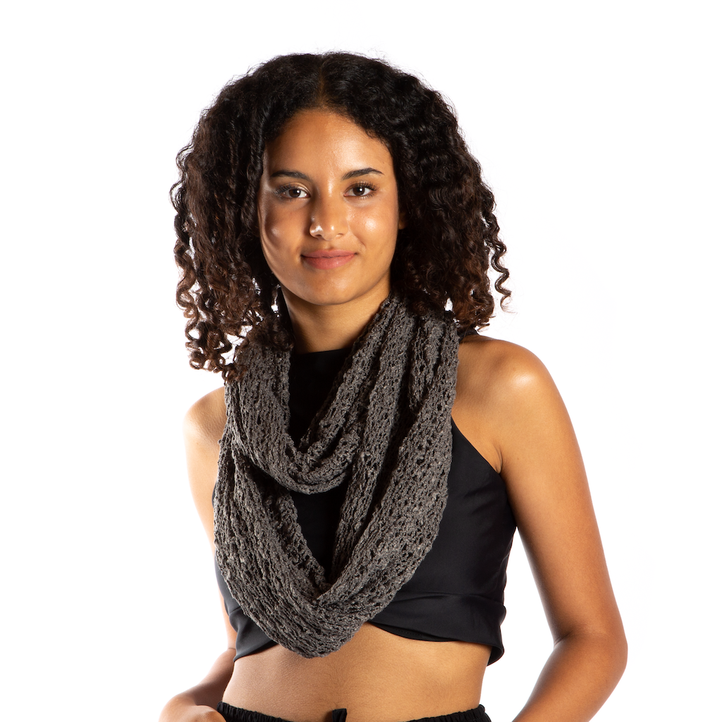 Écharpe tube en tricot pop-corn - Grise