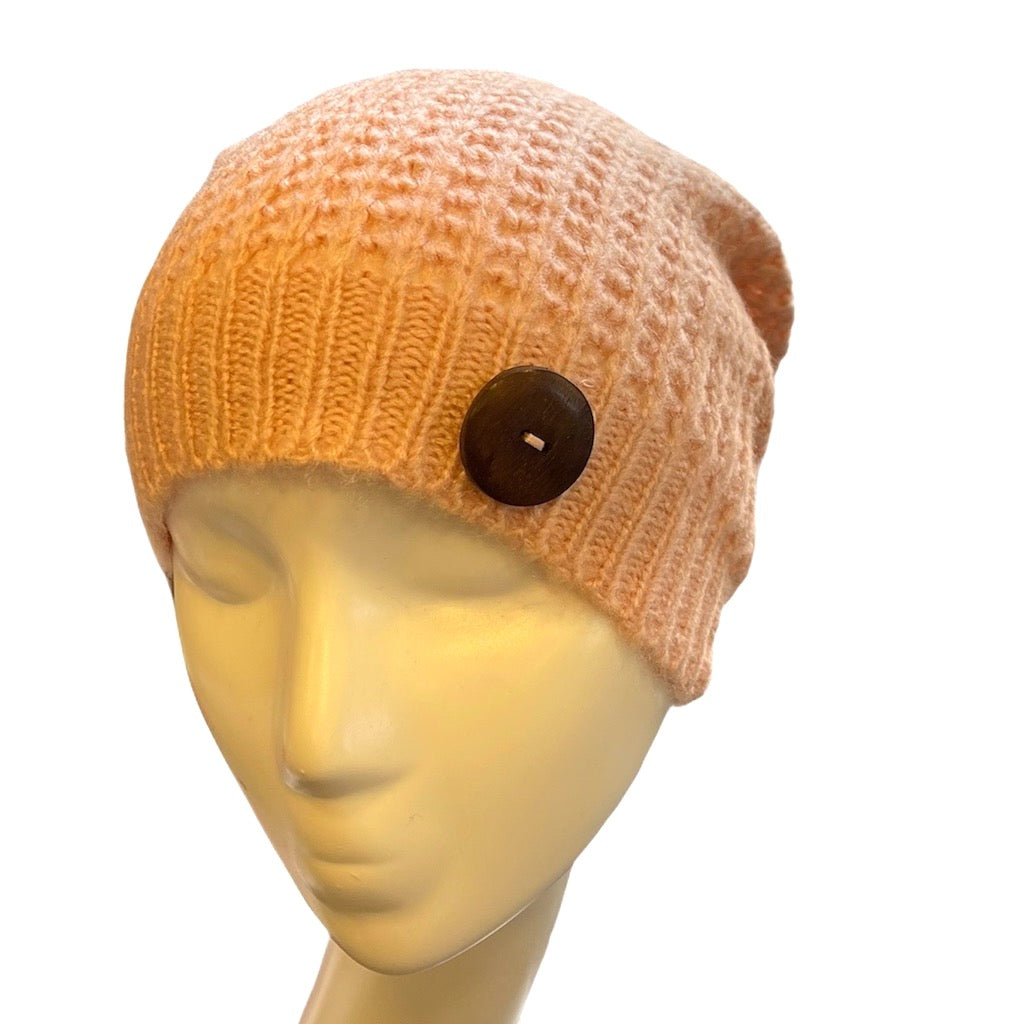 Simple Knit Hat With Button