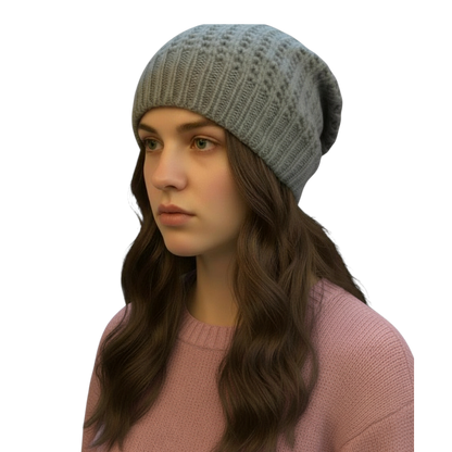 Simple Knit Hat With Tie Back