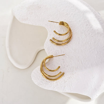 AILSA Triple Stacked Gold Hoop Earrings