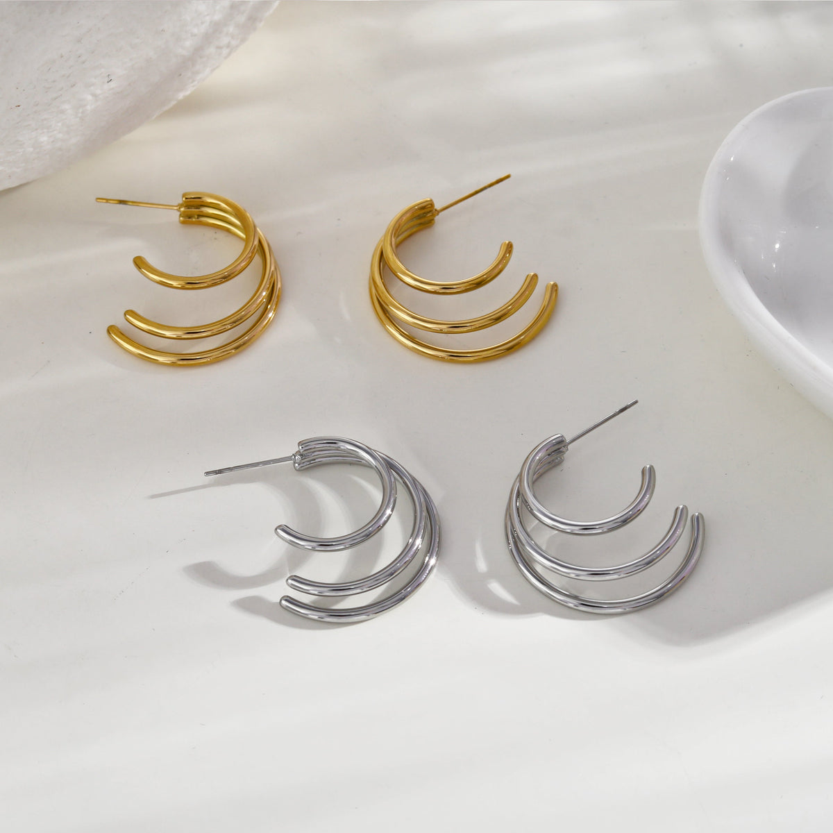 AILSA Triple Stacked Gold Hoop Earrings