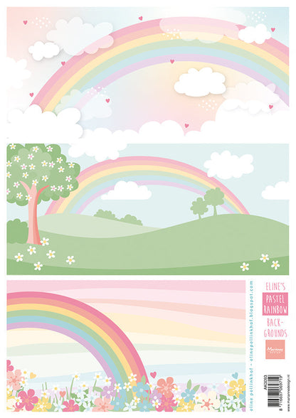 Marianne Design Feuille de découpage A4 - Fonds arc-en-ciel pastel Eline