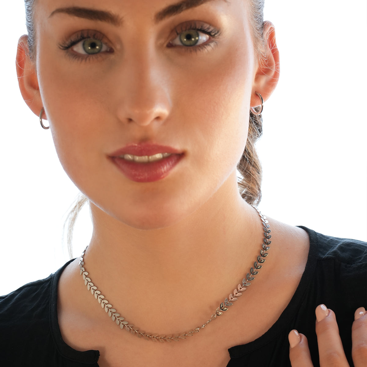 ALALA Or Blanc Argenté : Collier Feuille Gaufrée Beauté Botanique