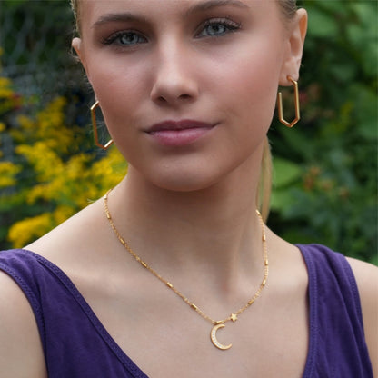 ALMERIA Gold : Magie Céleste - Collier Lune Croissante et Étoile Orné de Zircons