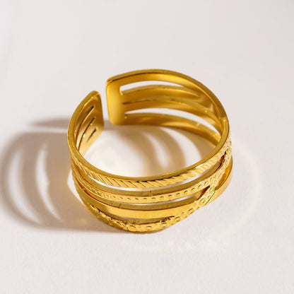ALOIS: Bague en or texturée multicouche croisée