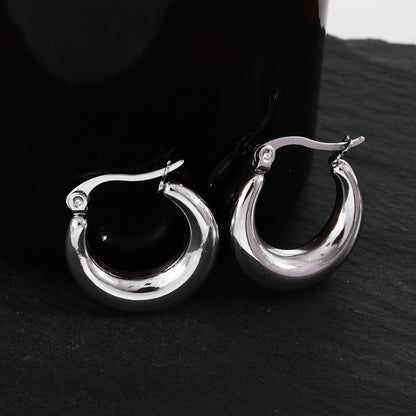 Boucles d'oreilles créoles épaisses en argent AMBER-MESSINA