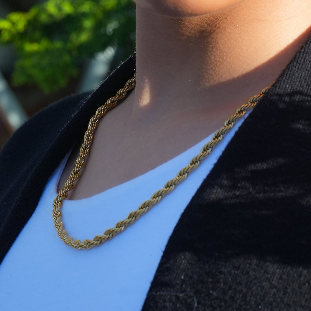 ARKELEY Gold : Collier texturé chaîne corde épaisse