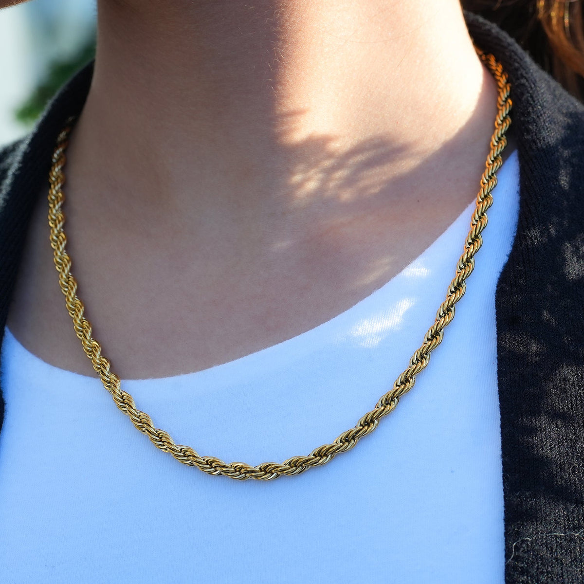 ARKELEY Gold : Collier texturé chaîne corde épaisse