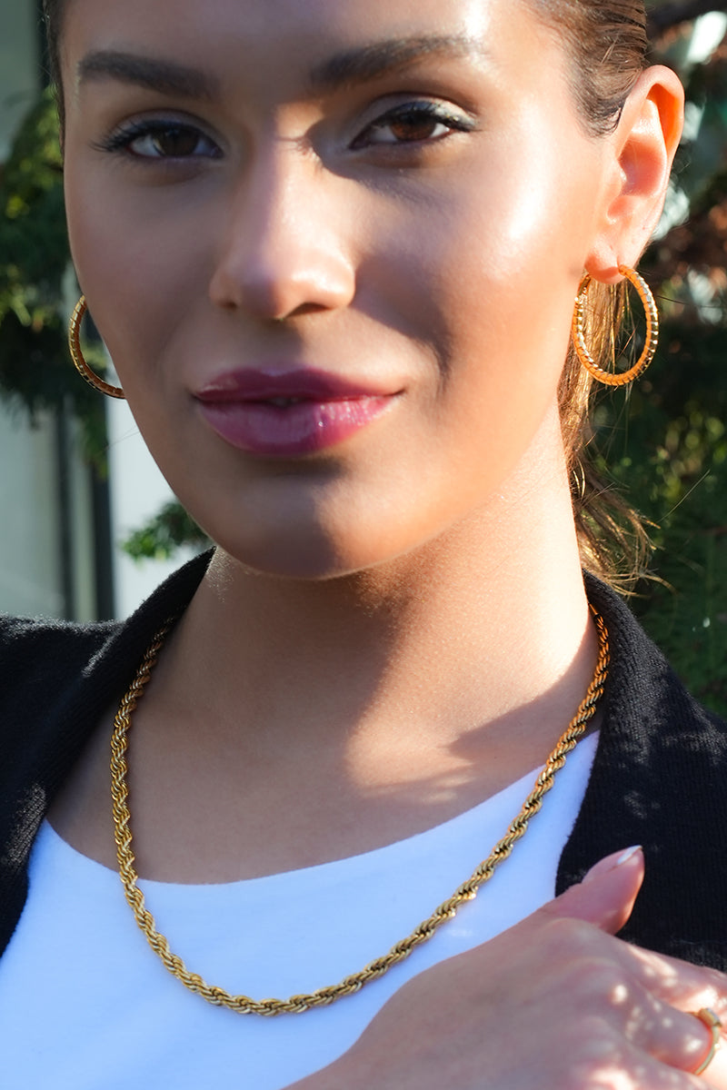ARKELEY Gold : Collier texturé chaîne corde épaisse