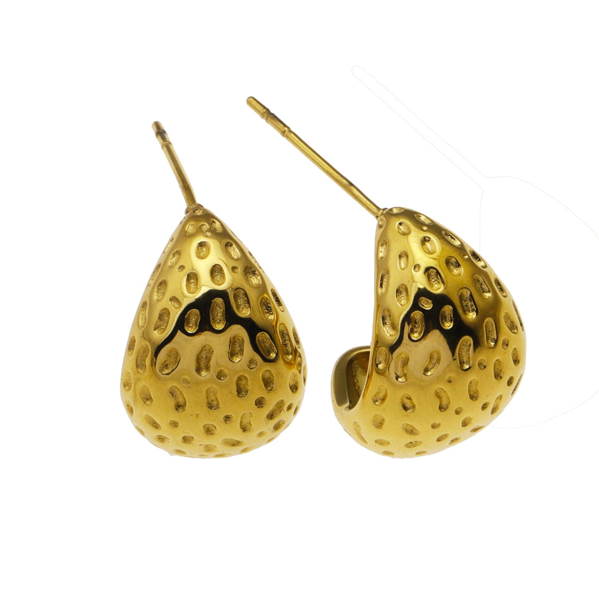 AVERSA : Boucles d'oreilles clous goutte en texture martelée