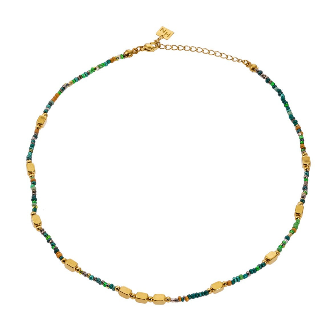 Style AYESHA : Collier chaîne bohème élégant orné de perles en cristal et de perles dorées
