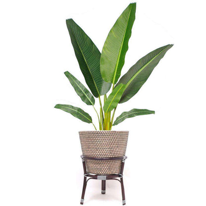 Ayu - Boho Floor Planter On Wooden Stand