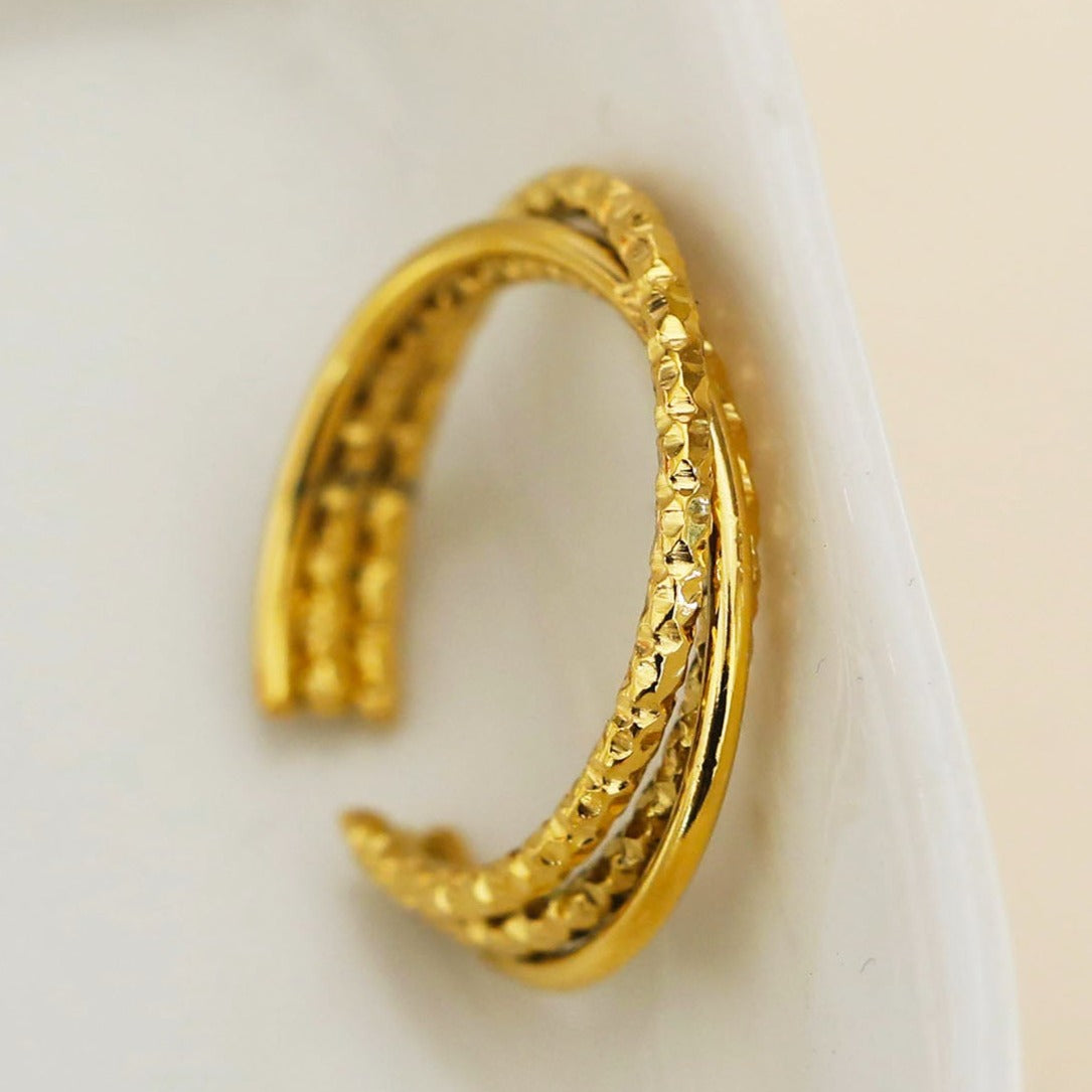 AZURA : Bague triple texture contrastée